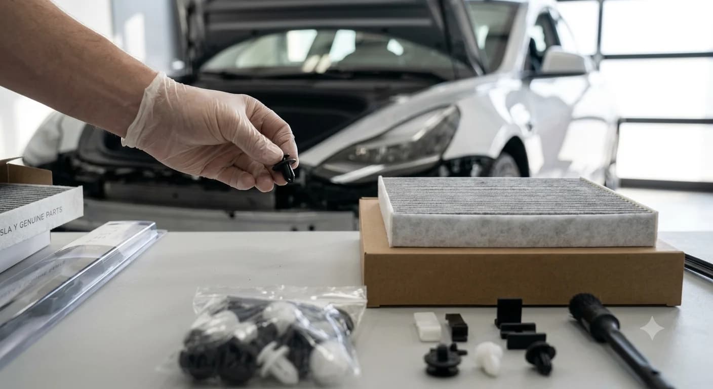 Фільтри, кліпси, щітки, дрібний пластик Tesla: аналог чи оригінал — чесний огляд